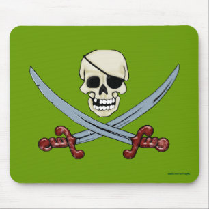 Tapis De Souris Crâne pirate et coupes croisées Art Déplaisant