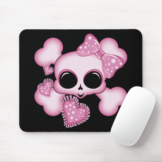Tapis De Souris Crâne rose mignon (Avec souris)