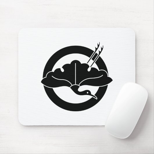 Tapis De Souris Crane-shaped ginkgo leaf on a circle (Avec souris)