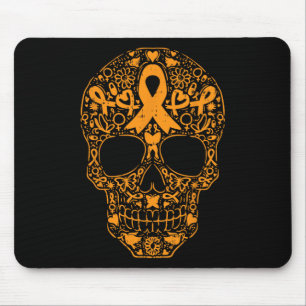 Tapis De Souris Crâne sucre Orange Ruban Leucémie Cancer Lauréats