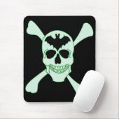 Tapis de souris crâne vert et os croisés (Avec souris)