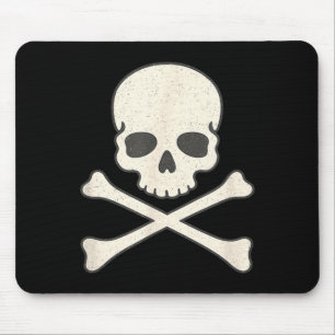 Tapis De Souris Crâne vintage et os croisés pirate halloween