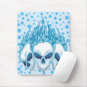Tapis De Souris Crânes bleus flamboyants (Avec souris)