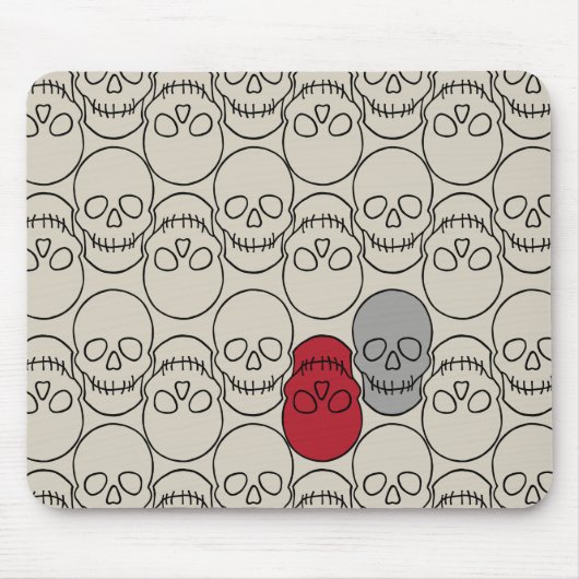 Tapis De Souris Crânes - Bone White et Bat Black (Devant)