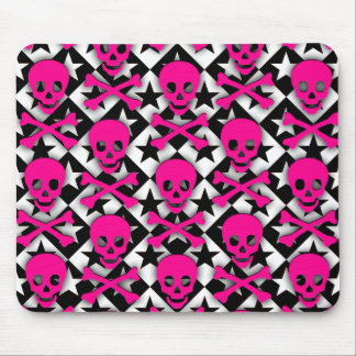 Tapis De Souris Crânes et étoiles rose Emo