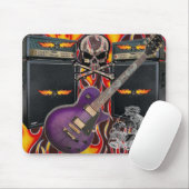 Tapis De Souris Crânes flamboyants et ampère Mousepad de guitare (Avec souris)