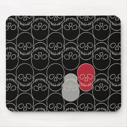 Tapis De Souris Crânes - Noir de chauve-souris et Blanc d'os (Devant)
