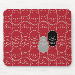 Tapis De Souris Crânes - rouge sang et blanc os