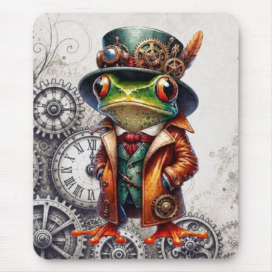 Tapis De Souris Crapaud Steampunk & engrenages (Devant)