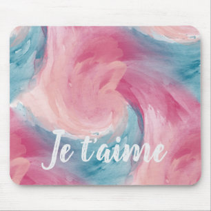 Tapis De Souris Cravate-teinture rose et bleu Peinture d'aquarelle