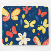 Tapis De Souris Crayon et fleurs de papillon (Devant)