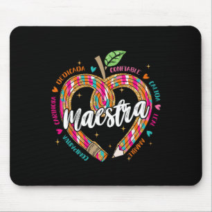 Tapis De Souris Crayon Maestra Professeur d'espagnol bilingue 100