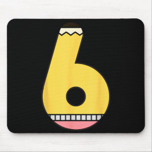 Tapis De Souris Crayon Numéro 6 Retour à l'école 6e Anniversaire S