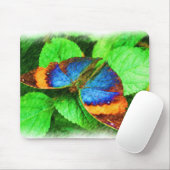 Tapis De Souris Crayon papillon bleu (Avec souris)