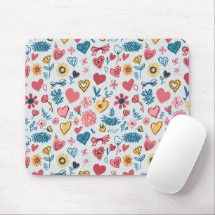 Tapis De Souris Crayon Pastel Coeur & Fleurs
