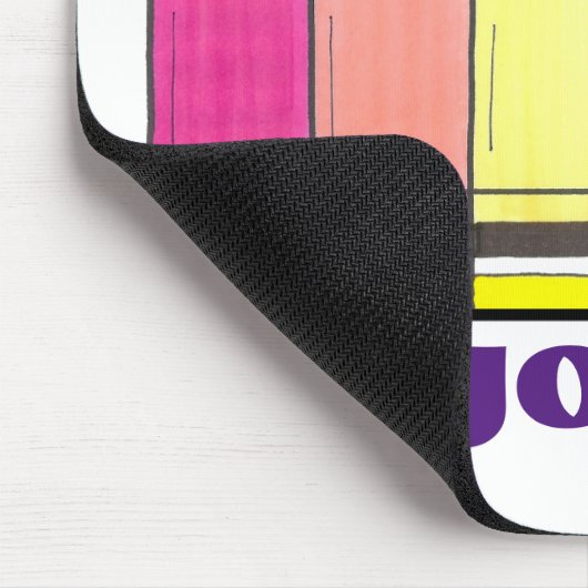 Tapis De Souris Crayons arc-en-ciel personnalisés Enseignant d'art (Coin)