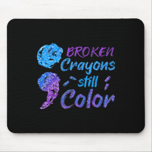 Tapis De Souris Crayons cassés Couleur encore Mois de sensibilisat