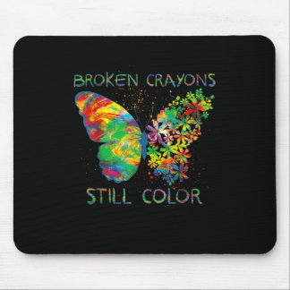 Tapis De Souris Crayons cassés Couleur encore Papillon santé menta