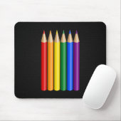 Tapis De Souris Crayons de fierté arc en ciel (Avec souris)