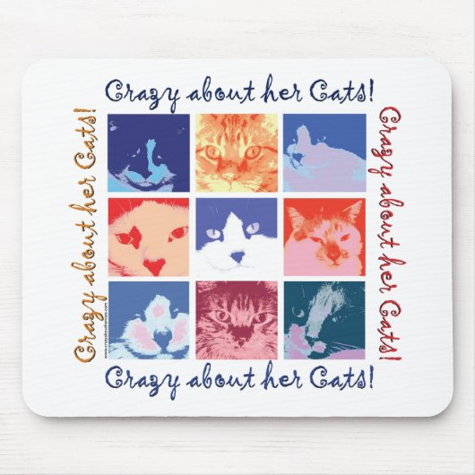 Tapis De Souris Crazy à propos de ses chats (Devant)