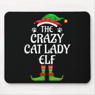 Tapis De Souris Crazy Cat Lady Elf Matching Family Group Noël