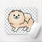 Tapis De Souris Cream Pomeranian mignon Cartoon Chien et Pâtes (Avec souris)