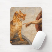Tapis De Souris Création d'Adam avec le chat Sarca, une œuvre d'ar (Avec souris)