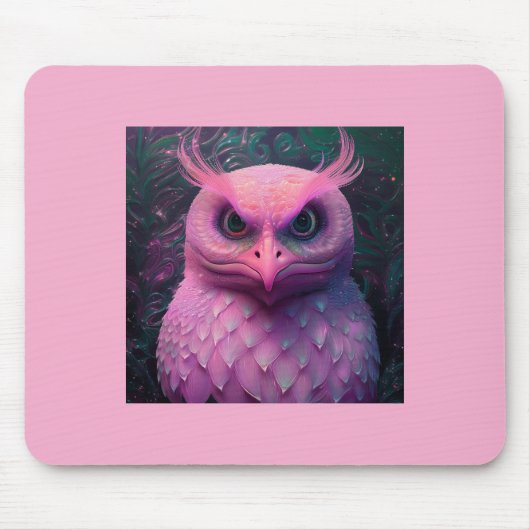 Tapis De Souris Créature hybride Murloc/Chouette rose (Devant)