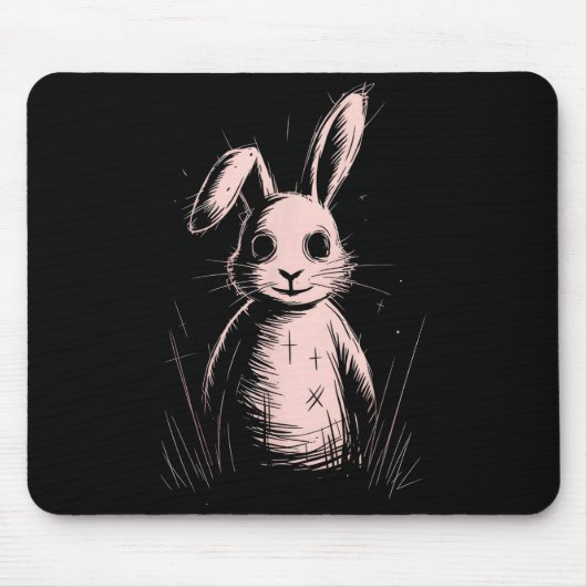 Tapis De Souris Creepy Cute Goth Rabbit Horror Bunny Sketch Alt Ng (Devant)