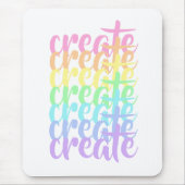 Tapis De Souris "Créer" Pastel Rainbow Words (Devant)