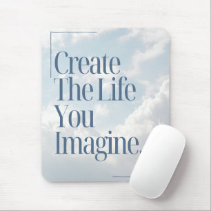 Tapis De Souris 'Créez la vie que vous imaginez' Bleu clair, Nuage
