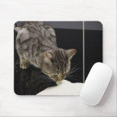 Tapis De Souris Crème de chat tabby argenté du sol (Avec souris)
