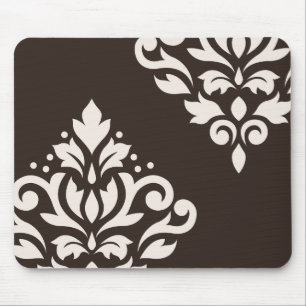 Tapis De Souris Crème de l'art I de damassé de rouleau sur le brun