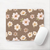 Tapis De Souris Crème Florale Rouge Brun (Avec souris)
