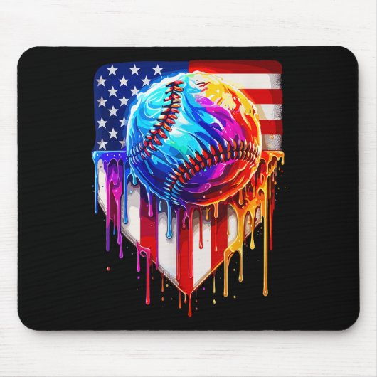 Tapis De Souris Crème glacée de baseball American Drapeau (Devant)