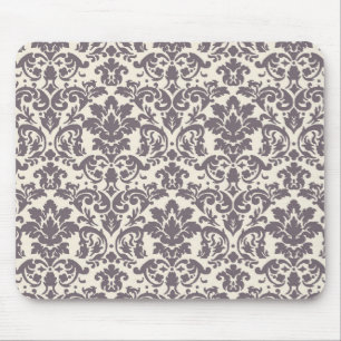 Tapis De Souris crème grise taupe complexe motif damassé