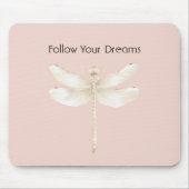 Tapis De Souris Crème Rose Blush Blanche Libellule (Devant)