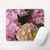 Tapis De Souris Crème rose Hydrangeas jaune rose vert floral (Avec souris)
