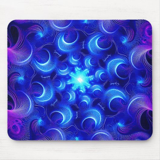 Tapis De Souris Crescent Moon Blue Fractals (Devant)