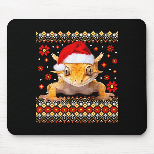 Tapis De Souris Crested Gecko Ugly Christmas Sweater (Devant)