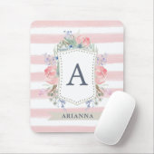 Tapis De Souris Crête florale d'aquarelle avec la rayure du (Avec souris)