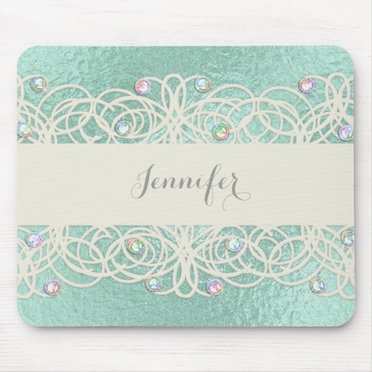 Tapis De Souris Cristaux arc-en-ciel sur vert menthe (Devant)