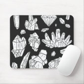 Tapis De Souris Cristaux de roche, Pad de souris noir/blanc (Avec souris)