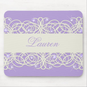 Tapis De Souris Cristaux violets avec votre nom Souris