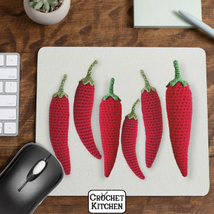 Tapis De Souris Crochet minimal rouge épicé Jalapeno Knit Artisana