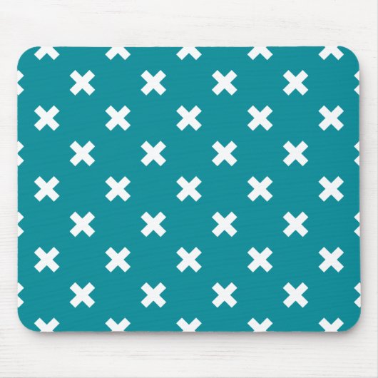 Tapis De Souris Crochets blancs sur turquoise (Devant)