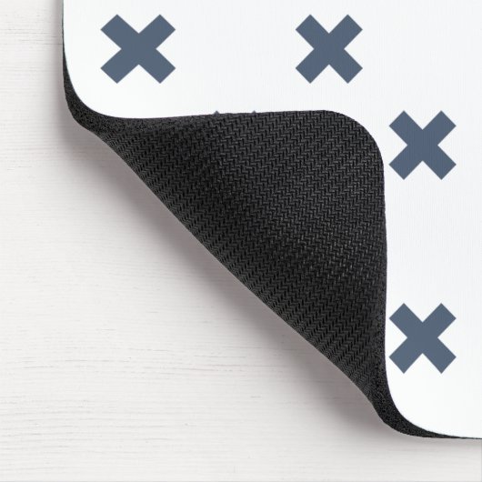 Tapis De Souris Crochets bleu-gris sur blanc (Coin)