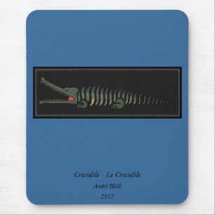 Tapis De Souris Crocodile - Illustration d'un livre coloré antique