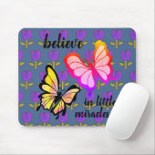 Tapis De Souris Croire en Miracles Vibrant Arc-en-ciel papillon (Avec souris)