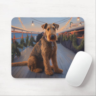 Tapis De Souris Croisière de Noël Airedale : Un délice de vacances